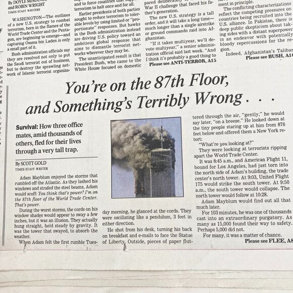 Los Angeles Times September 16, 2001 Vintage Newspaper - Picture 5 of 12